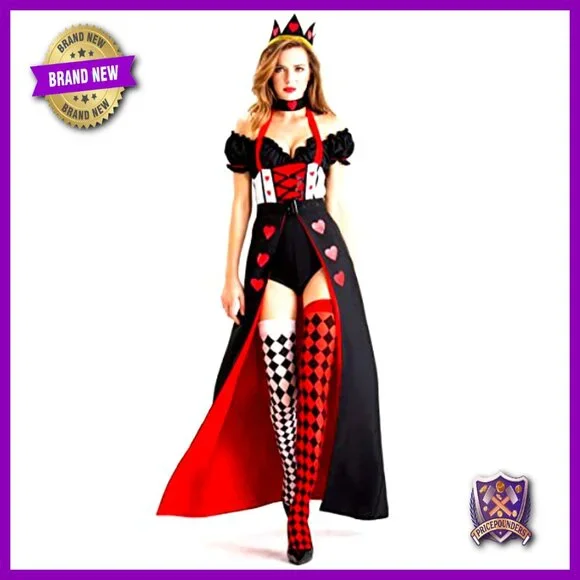 Queen Costume Dress Halloween Cosplay Outfit Elegant Royal Crown Accessories